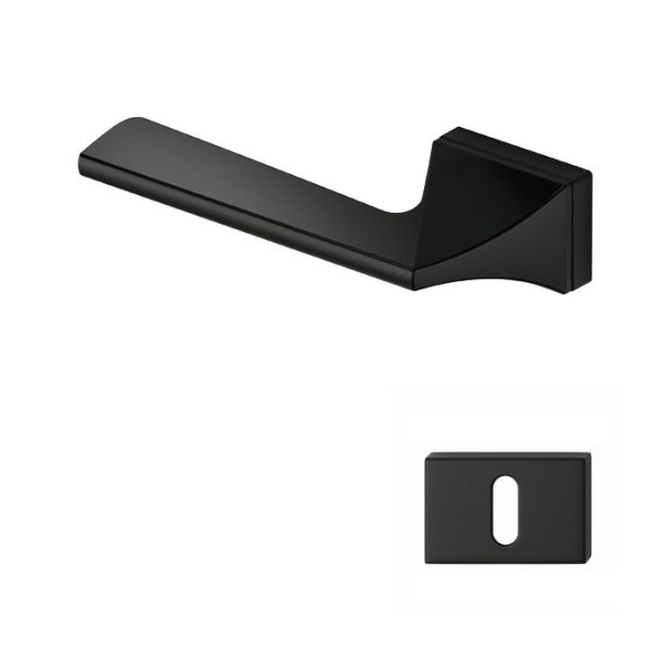 MeinTürgriff Innen-Halbgarnitur ohne Schlüsselrosette mit Stütznocken,  Schwarz matt