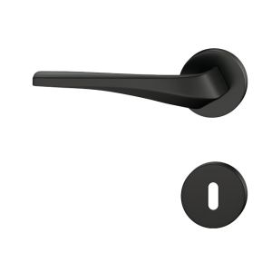 Türgriff-Set schwarz, runde BB-Rosette | Deluxx 3135-CO-SM